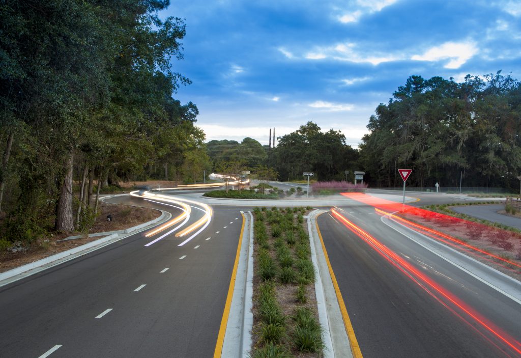 roundabout with traffic